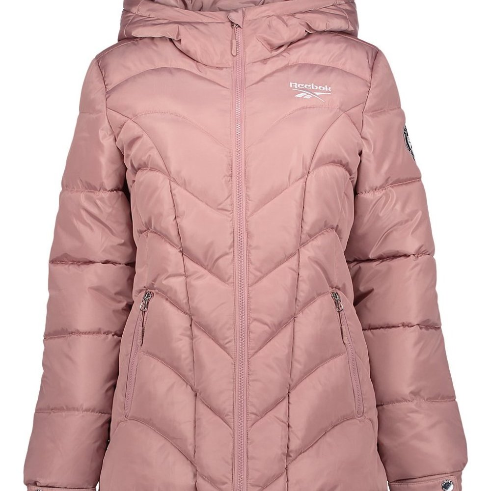 Reebok Fitted Dusty Pink Hooded Parka, sz Medium, NWOT - Picture 3 of 10